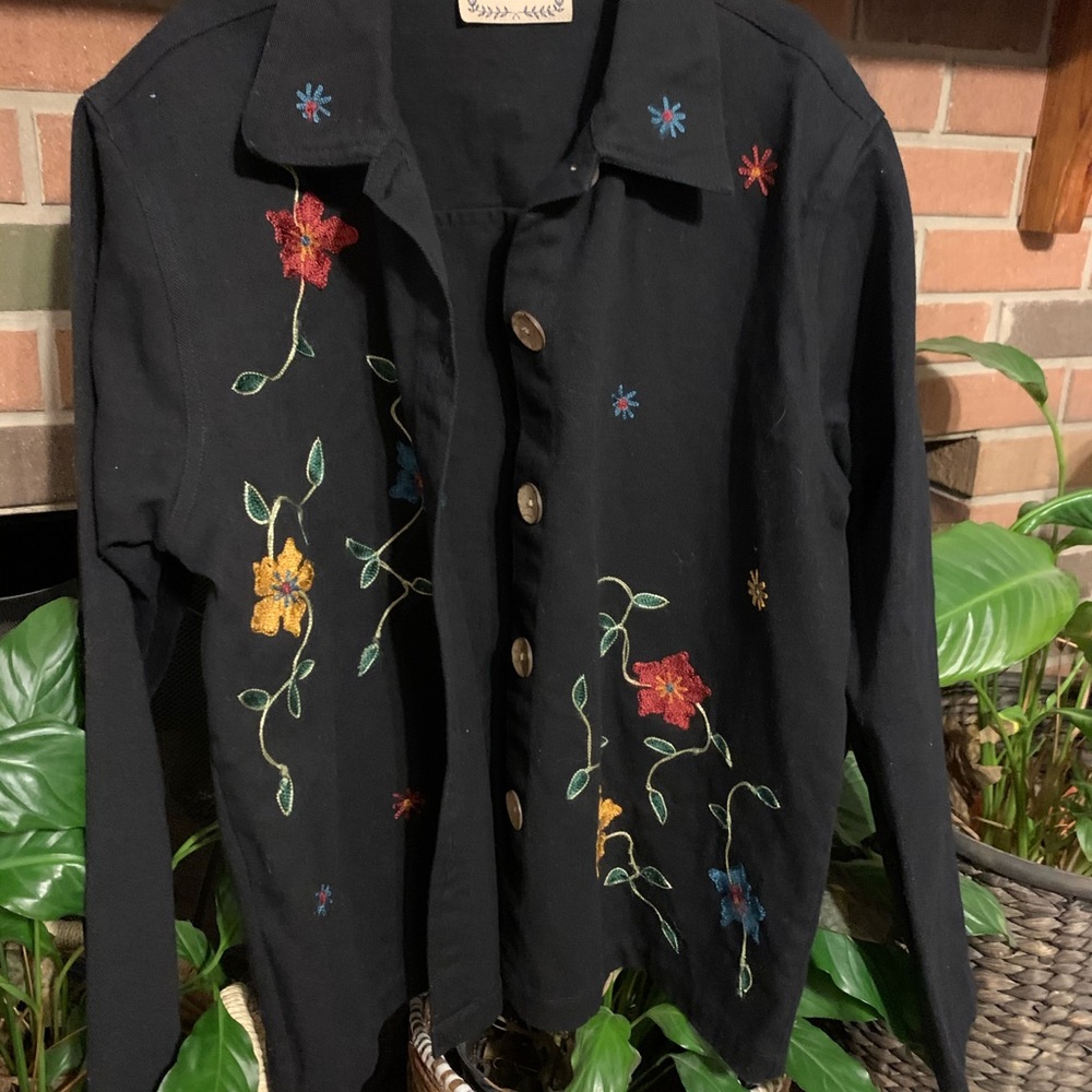 XL embroidered black casual jacket - Picture 2 of 14